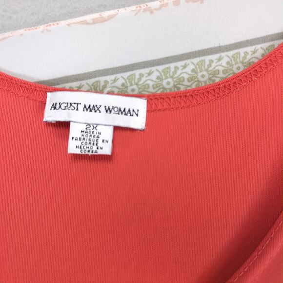 August Max Orange Tank with Sheer Floral Open Kimono Women's Plus Size 2X Korea - Picture 5 of 10